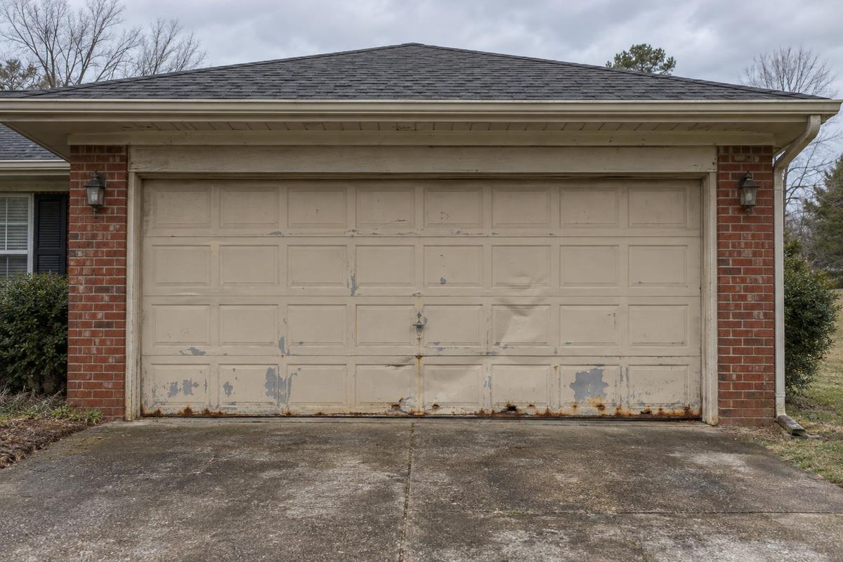Faded double door, now a modern charcoal, before