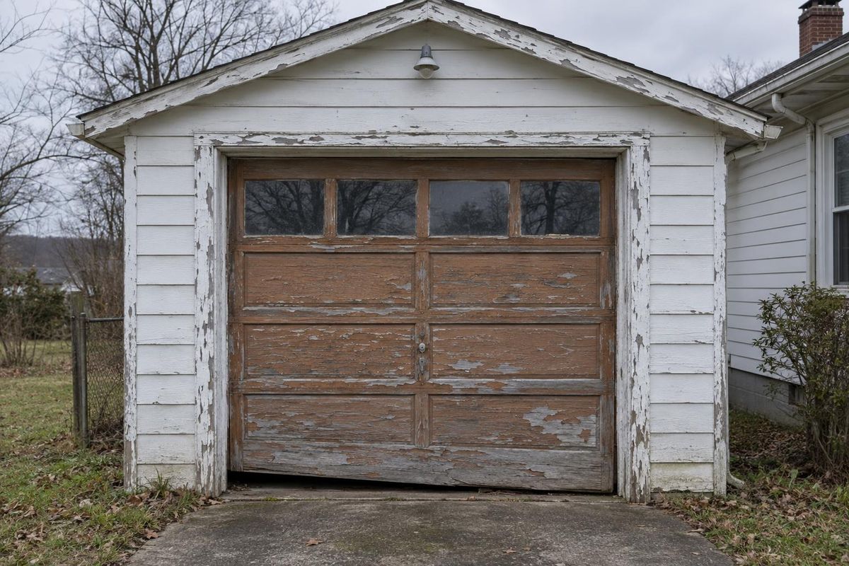 Weathered single door, before
