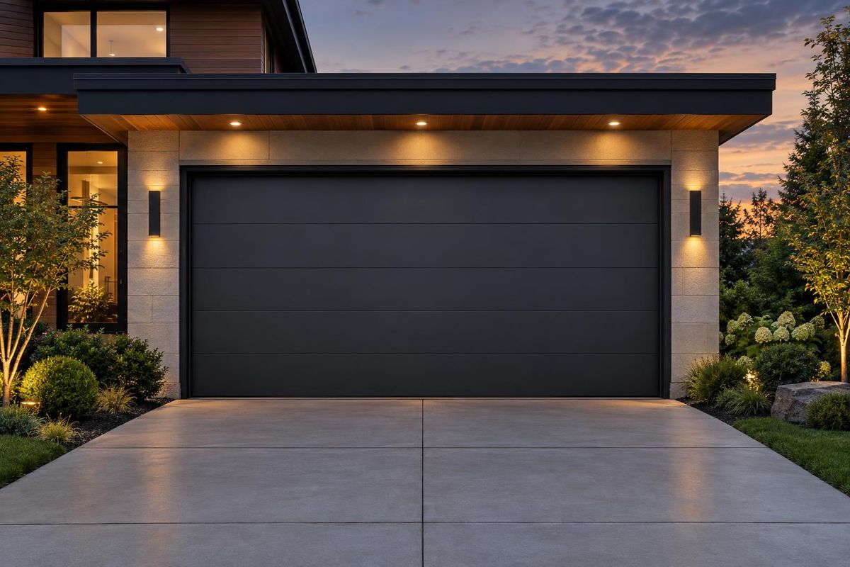 Flush modern garage door