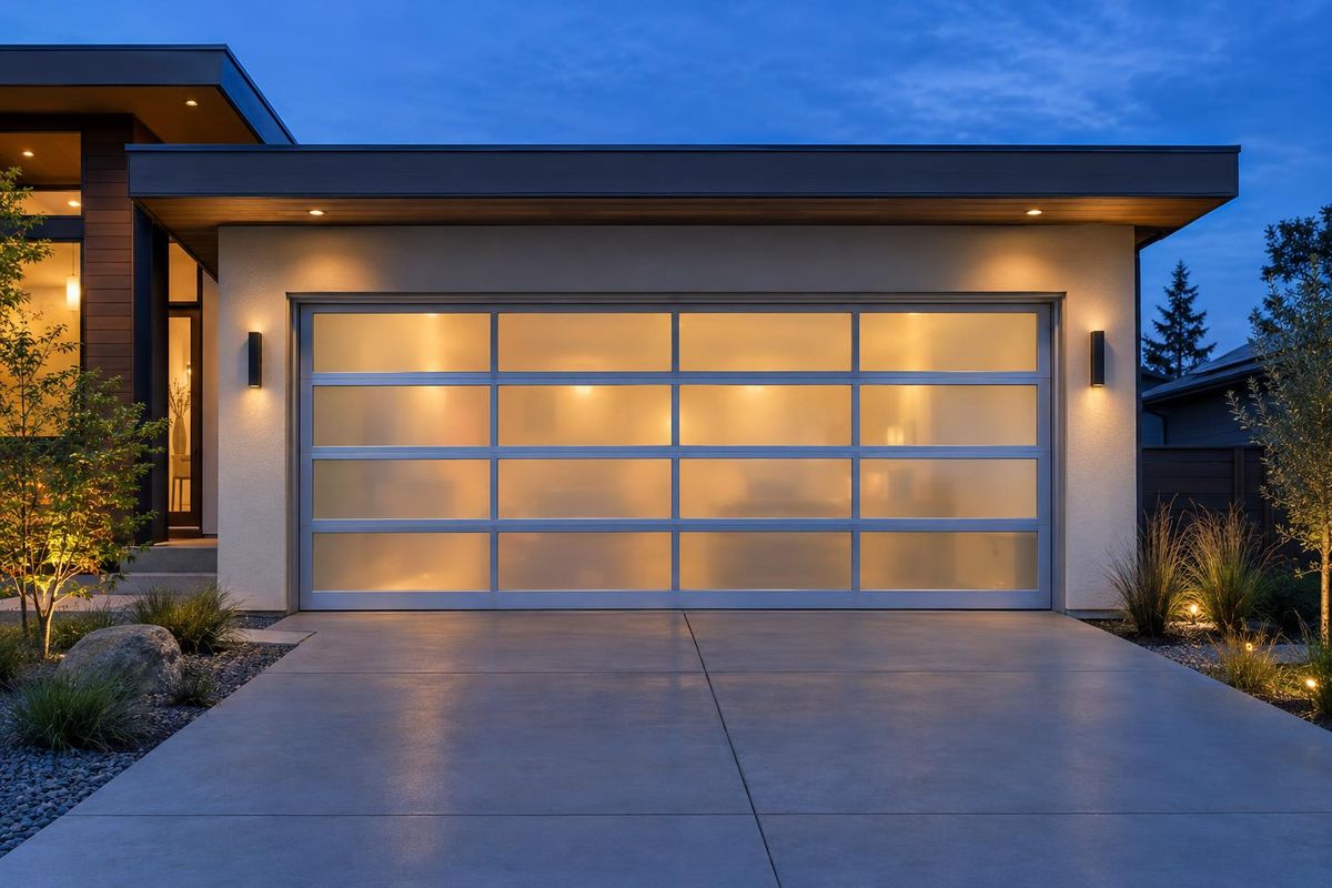 Full-view glass garage door