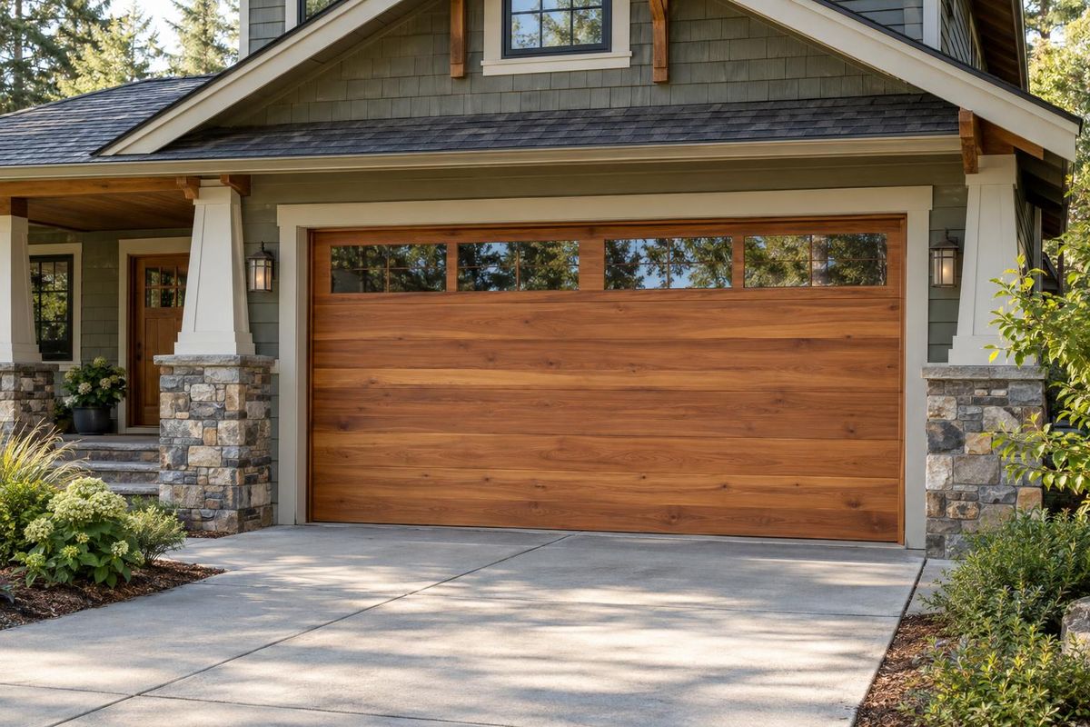Wood plank garage door